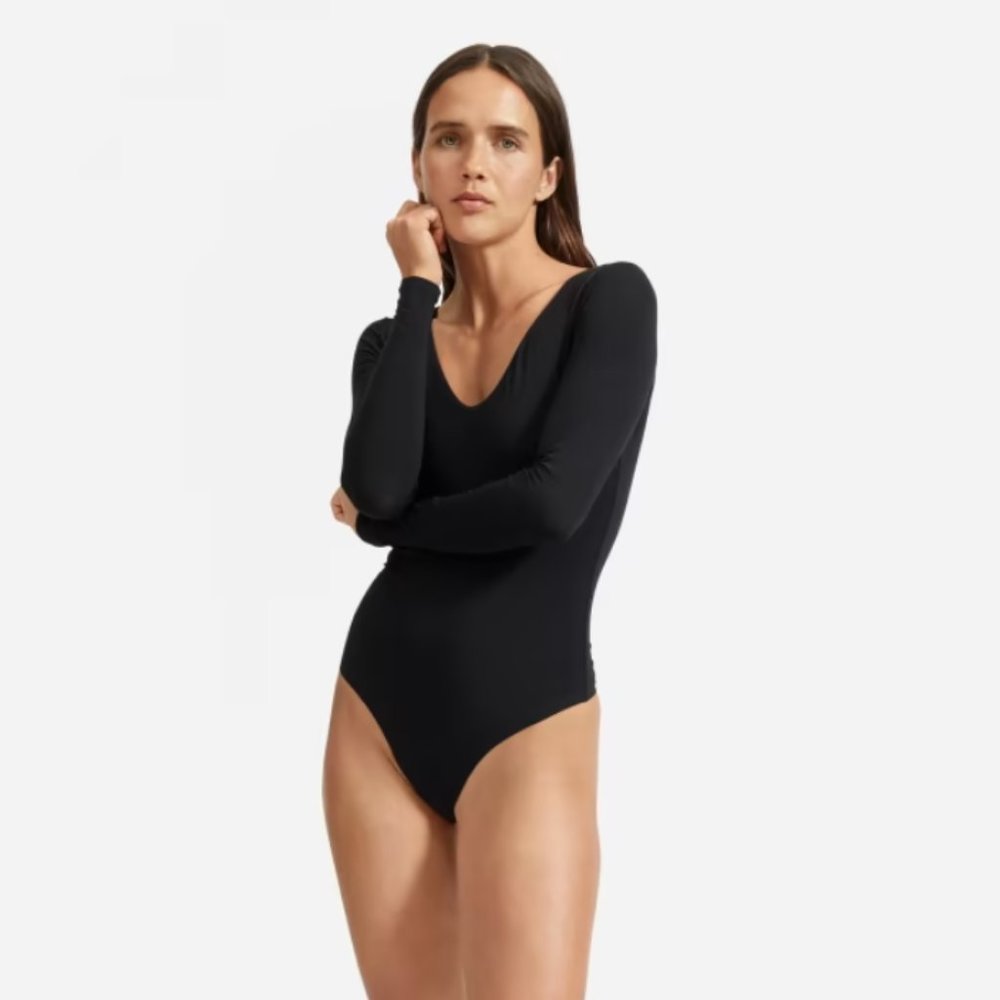 Everlane Long-Sleeve V-Neck Bodysuit